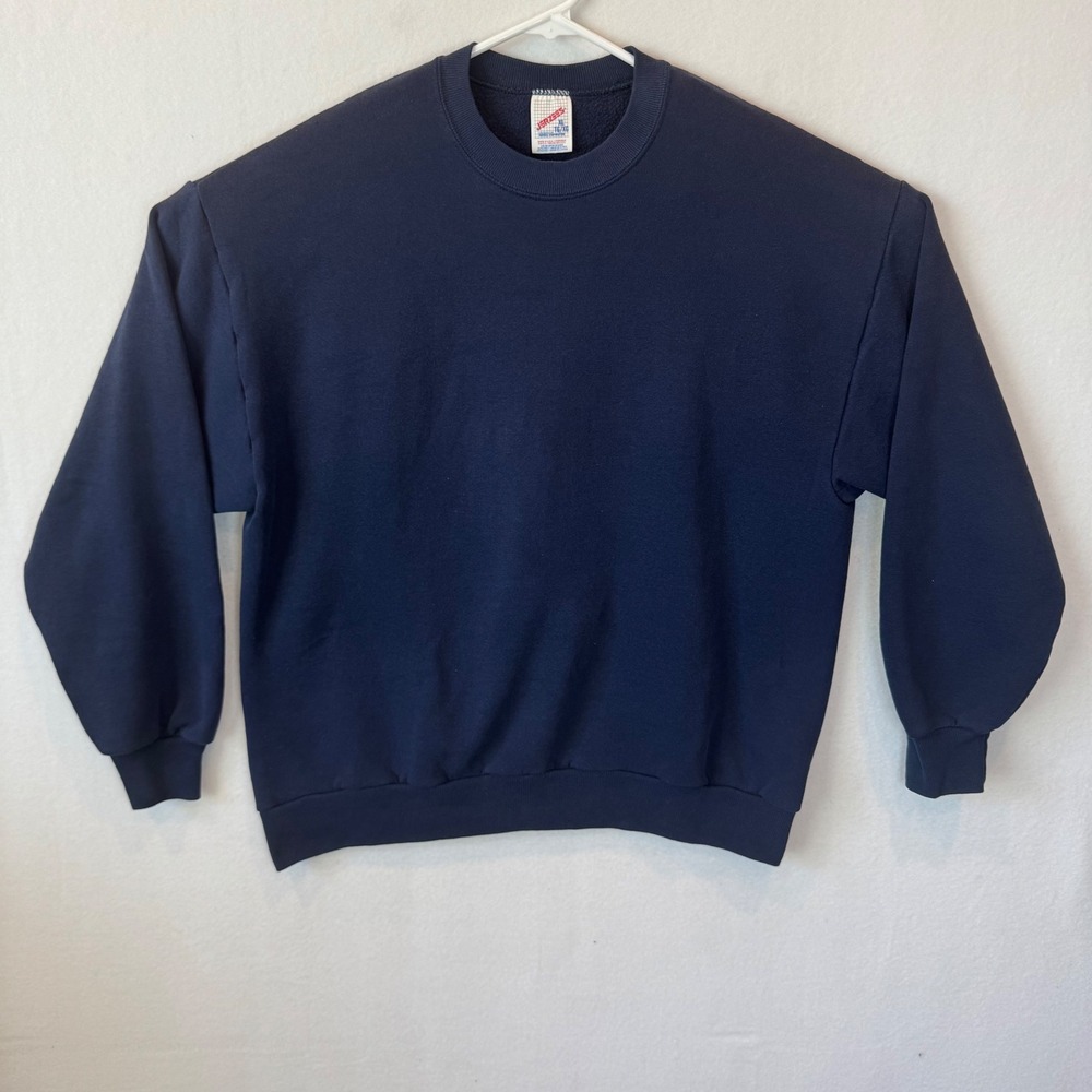Vintage Jerzees Navy Blue Crewneck Sweatshirt XL Made in USA Russell Corp 90s